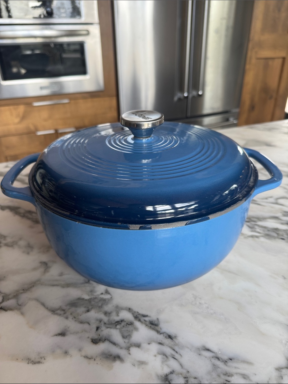 LODGE 6 Quart Blue Essential Enamel Cast Iron Dutch Oven with Lid